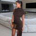 Women's Fashion Slim Round Neck Pleated Dress - Magellan Fashion Shop