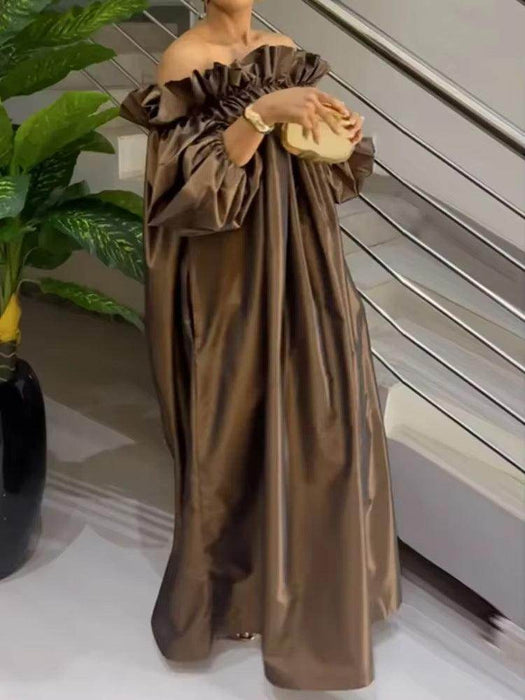 Women's Off-shoulder Elegant Satin Dress - Magellan Fashion Shop