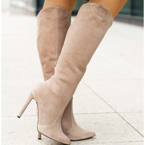 Autumn And Winter Stiletto Pointed High Heel Suede Long