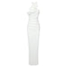 New Style White Ribbon Flower Halter Long Dress - Magellan Fashion Shop