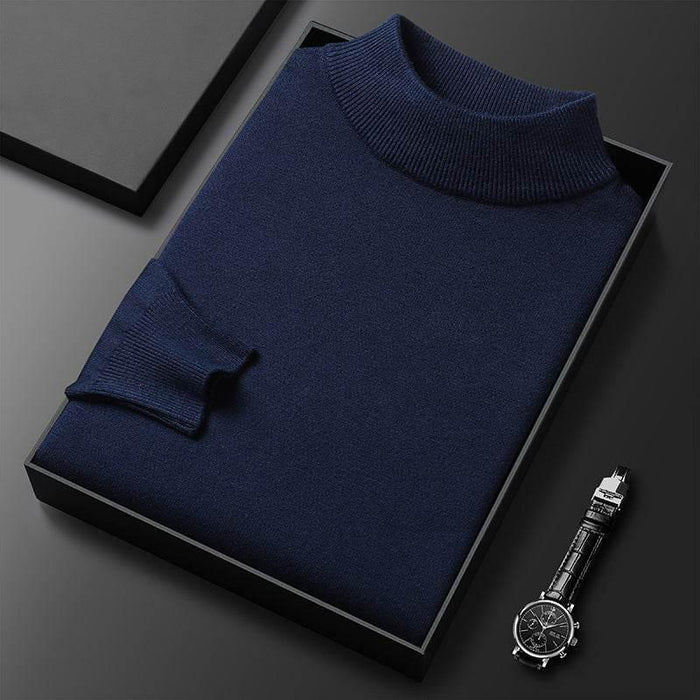 Men's Sweater Slim Fit Pure Color Half Collar Knitted Bottoming Shirt - Magellan Fashion Shop