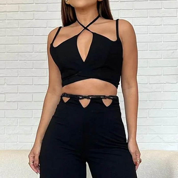 Halter Bare Waist Blouse and Pants – Stylish & Comfortable Outfit - Magellan Fashion Shop