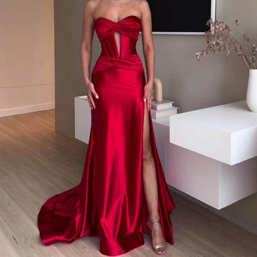 Elegant Chest-wrapped Off-neck Long Banquet - Magellan Fashion Shop
