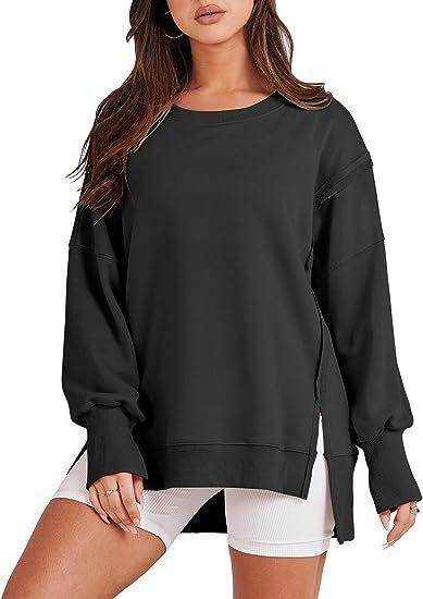Solid Oversized Sweatshirt Crew Neck Long Sleeve - Magellan Fashion Shop