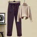 Women's Sweater Down Cotton Jacket Casual Pants Set - Magellan Fashion Shop