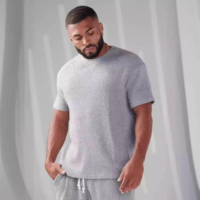 Sports Loose Cotton Fitness Short-sleeved Plaid Sports T-shirt - Magellan Fashion Shop