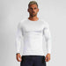 Men's quick drying fitness stretch long sleeved pullover shirt in white and black colors
