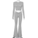 Padded Shoulder Long Sleeve Top High Waist Trousers Suit - Magellan Fashion Shop