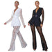 sleeved Top Bell-bottom Pants Suit Women Including Belt - Magellan Fashion Shop