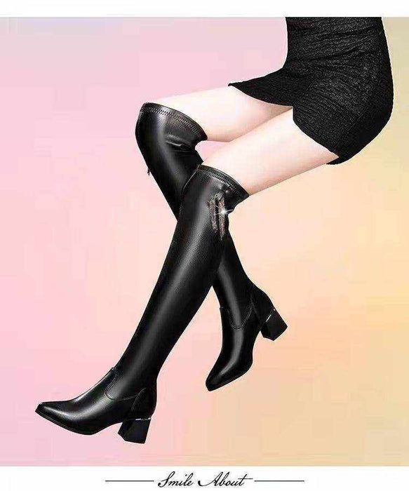 Over The Knee High-heeled Thigh Boot European And American Plus Size All-matching Women - Magellan Fashion Shop