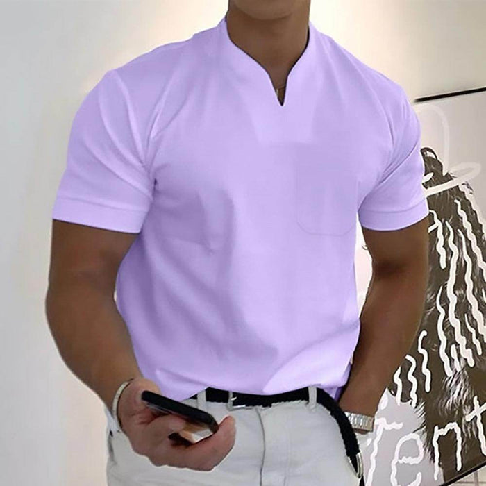 Summer Short Sleeve Shirt Men Fitness Plus Size Sports T-Shirt Elastic Cotton Pocket - Magellan Fashion Shop