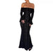 Off-shoulder Collar Dress Off-the-shoulder Flared Sleeves - Magellan Fashion Shop