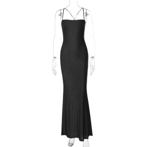 Pure Color Tube-top Backless Stitching Hollow Out Tied Slim Fit Dress - Magellan Fashion Shop