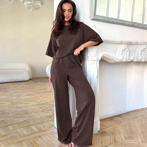 Women's Knitted Half Sleeve Shirt Trousers Pajamas - Magellan Fashion Shop