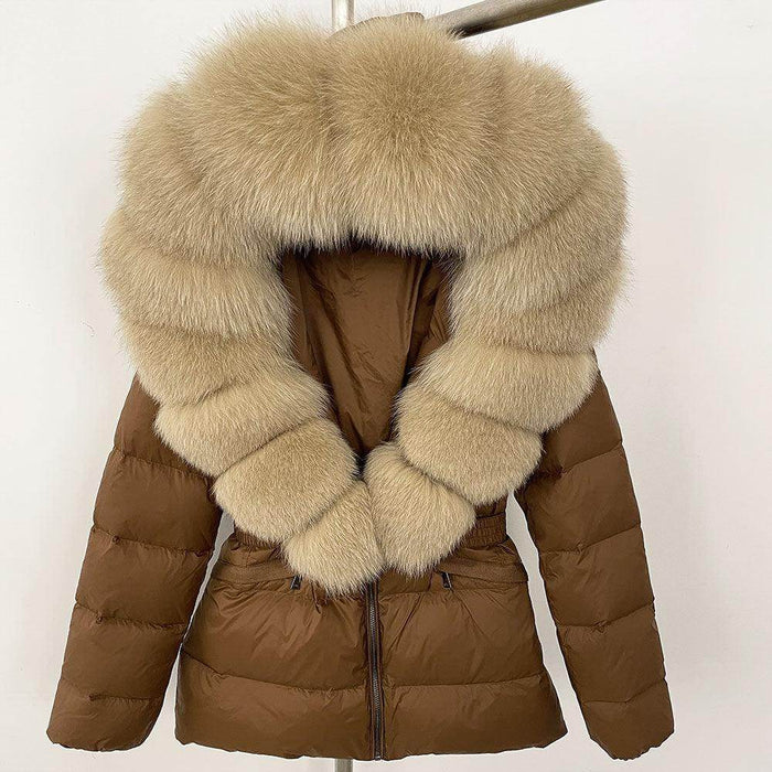 Short Women's Thickened Slim Fit Waist-tight Fur Down Jacket - Magellan Fashion Shop