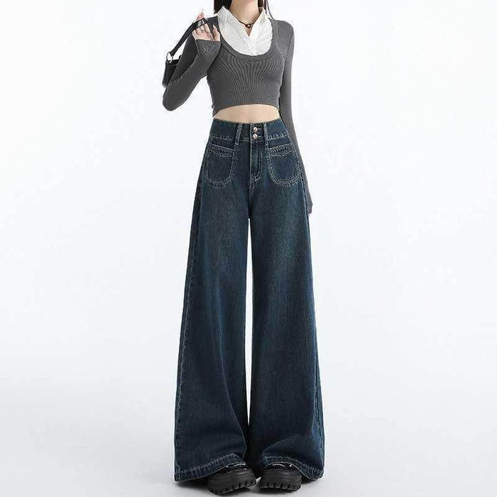 Draping Mop All-matching Straight Jeans For Women - Magellan Fashion Shop