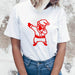 Rock Santa Claus Print Spoof European And American T-shirt - Magellan Fashion Shop