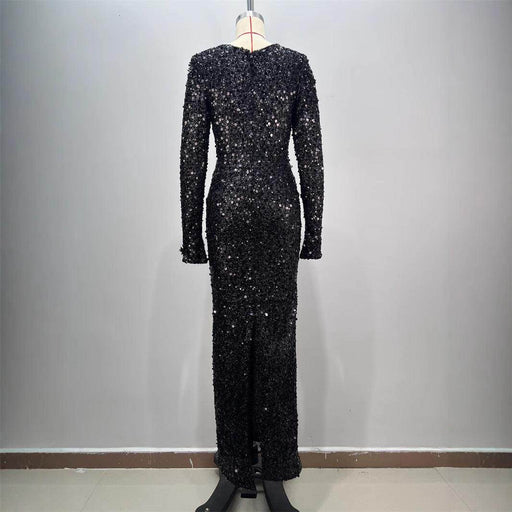 Women's Fashionable Sequins Long Sheath Dress - Magellan Fashion Shop