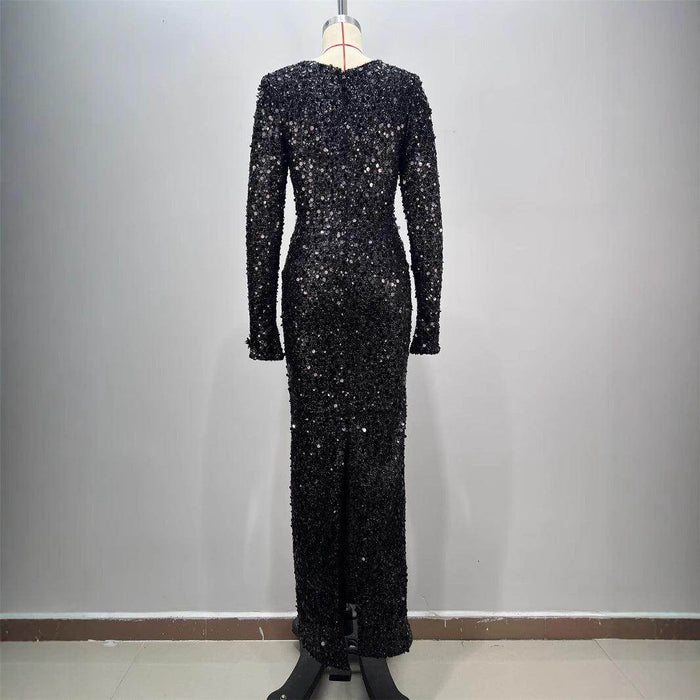 Women's Fashionable Sequins Long Sheath Dress - Magellan Fashion Shop