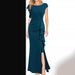 High Waist Slit Dress Elegant Fashion Round Neck Commuting Style Dress Evening Party Dress - Magellan Fashion Shop