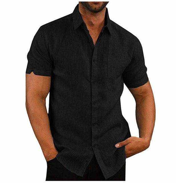 Men Short Sleeve Summer Solid Shirts Casual Loose Tops Tee - Magellan Fashion Shop