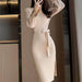Bell Sleeve Solid Color Knitted Dress Autumn And Winter - Magellan Fashion Shop