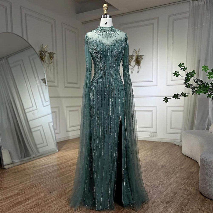 Elegant Flounced Sleeve Split Fishtail Dress - Magellan Fashion Shop