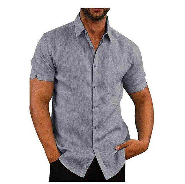 Men Short Sleeve Summer Solid Shirts Casual Loose Tops Tee - Magellan Fashion Shop