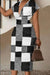Short Sleeve Elegant Patchwork Print V Neck Dress For Spring & Summer - Magellan Fashion Shop