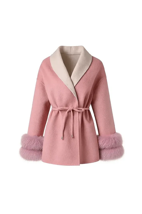 Aurora Wool Coat – Faux Fur Cuffs