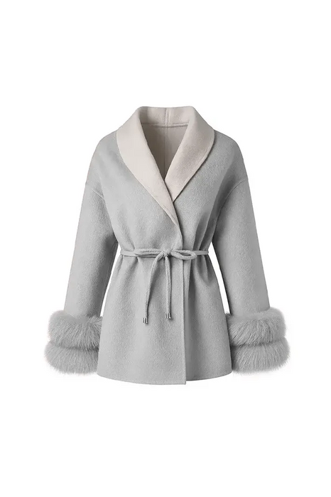 Aurora Wool Coat – Faux Fur Cuffs