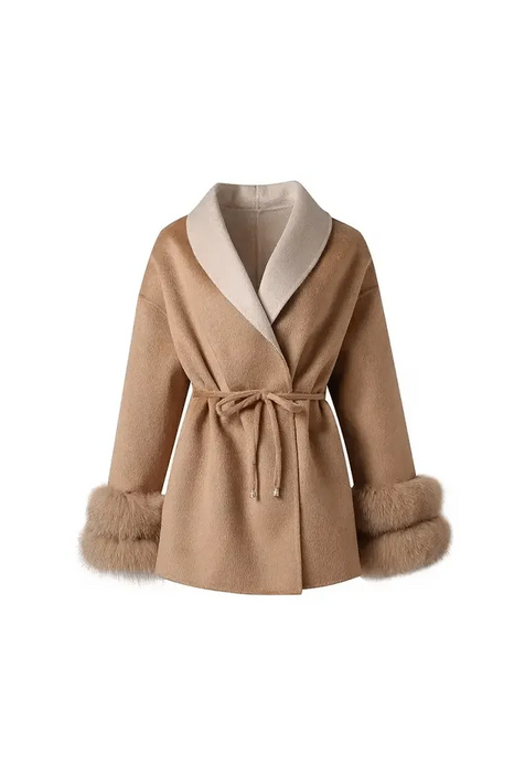 Aurora Wool Coat – Faux Fur Cuffs