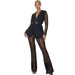 sleeved Top Bell-bottom Pants Suit Women Including Belt - Magellan Fashion Shop