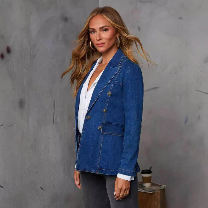 Casual Blue Denim Female Suit Coat - Magellan Fashion Shop