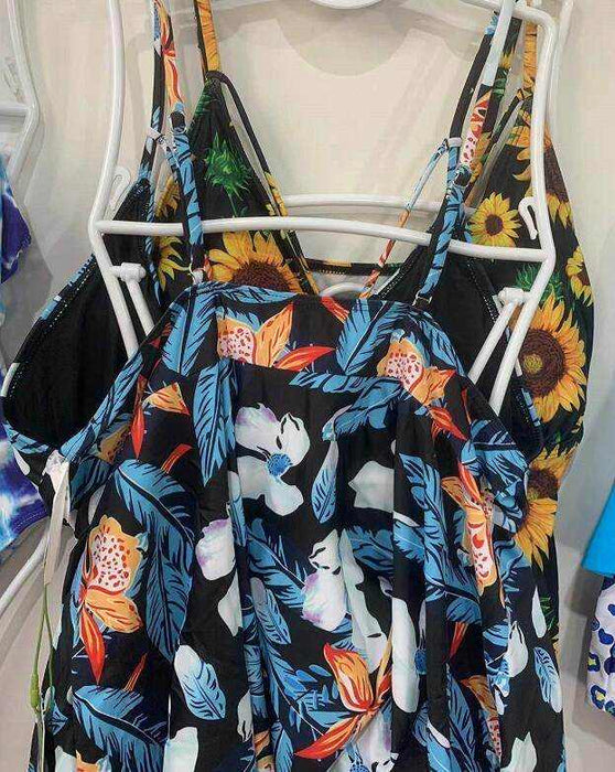 High Waist Ladies Swimsuit Lotus Leaf Plus Size Beachwear - Magellan Fashion Shop