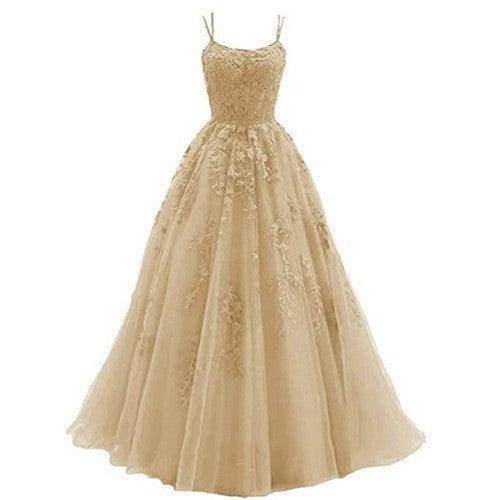 Camisole Ball Gown Long Tulle Lace Party Evening Gown - Magellan Fashion Shop