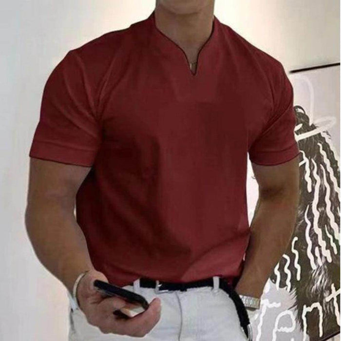 Summer Short Sleeve Shirt Men Fitness Plus Size Sports T-Shirt Elastic Cotton Pocket - Magellan Fashion Shop