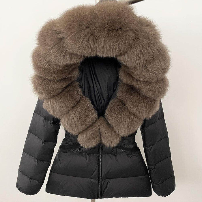 Short Women's Thickened Slim Fit Waist-tight Fur Down Jacket - Magellan Fashion Shop