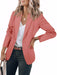 Women's Long Sleeve Solid Color Polo Collar Small Suit Jacket - Magellan Fashion Shop