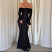Off-shoulder Collar Dress Off-the-shoulder Flared Sleeves - Magellan Fashion Shop