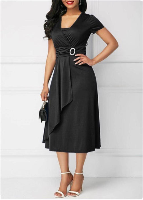 Independent Station Fashion Elegant Asymmetry Large Skirt V-neck Dress Party Evening Dress - Magellan Fashion Shop
