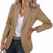 Women's Long Sleeve Solid Color Polo Collar Small Suit Jacket - Magellan Fashion Shop