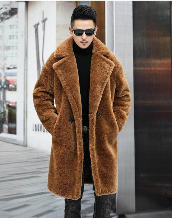 Men's Winter New Thickened Cashmere Long Warm Fur Coat - Magellan Fashion Shop