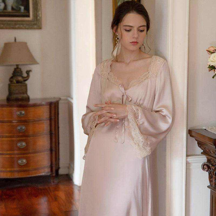Romantic Nightgown Nightwear Princess Women Vintage Sleepwear Satin - Magellan Fashion Shop