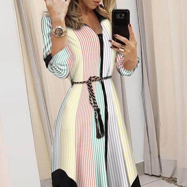 Printed Checks Lace-up Dress Women - Magellan Fashion Shop