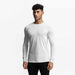 Men's tight fast drying fitness long sleeved pullover t-shirt in black and white polyester