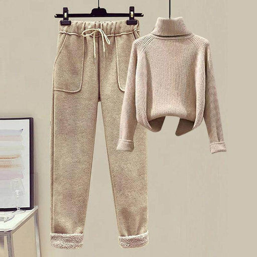 Women's Sweater Down Cotton Jacket Casual Pants Set - Magellan Fashion Shop