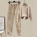 Women's Sweater Down Cotton Jacket Casual Pants Set - Magellan Fashion Shop