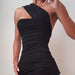 Black One Shoulder Draw Pleated Skinny Dress - Magellan Fashion Shop