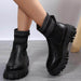 Fashion Mid-tube Boots With Zipper Design Non-slip Thick Sole Elastic Knitted Patchwork Boots - Magellan Fashion Shop